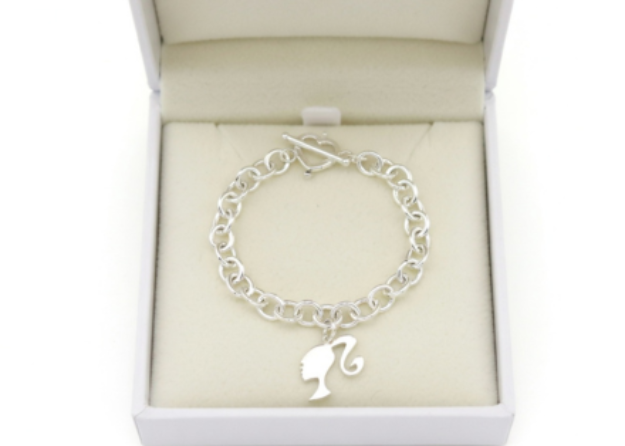 silver plated toggle charm bracelet