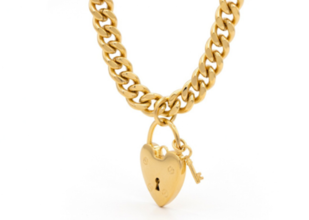 gold plated mens heart charm bracelet