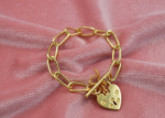 womens heart charm bracelet gold plated