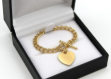 gold plated mens toggle heart charm bracelet