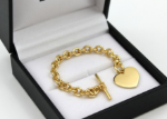 womens heart charm bracelet gold