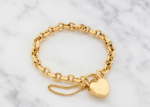 gold plated womens toggle heart charm bracelet