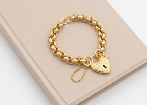 gold plated toggle heart charm bracelet