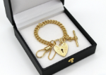 mens gold heart charm chain bracelet