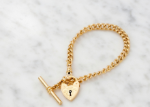 gold plated toggle heart charm bracelet