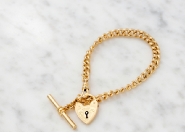 gold plated toggle heart charm bracelet