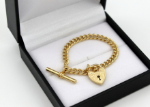 gold heart bracelet with toggle clasp