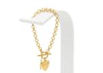 gold plated toggle heart charm bracelet
