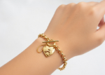 gold heart bracelet with toggle clasp