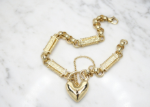 gold plated mens toggle heart charm bracelet