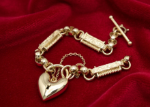 mens gold heart charm bracelet