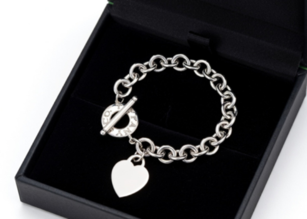 silver plated toggle heart bracelet