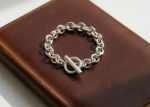 womens silver bracelet toggle clasp