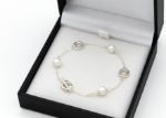 silver plated pearl toggle bracelet