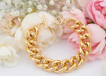 gold plated curb mens bracelet