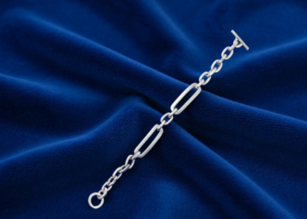 silver plated mens toggle chain bracelet