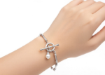 silver plated pearl toggle bracelet