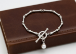 elegant pearl bracelet silver plated