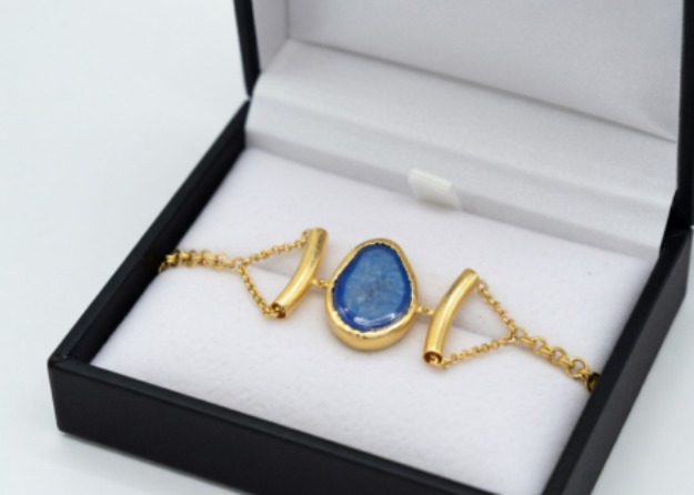 gold plated mens gemstone bracelet
