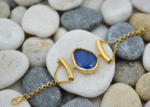 mens stone bracelet gold plated