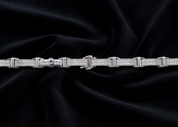 silver plated CZ studded tennis bracelet