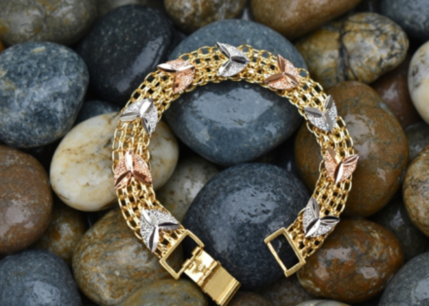 three tone mens bracelet