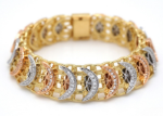 three tone plated mens bracelet