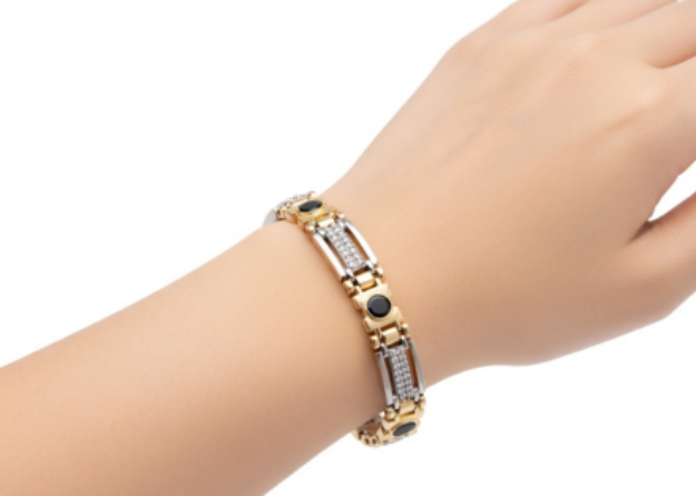 two tone plated mens bracelet