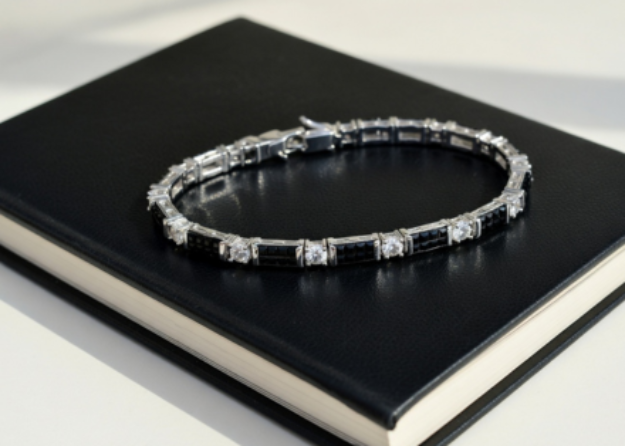 Silver Plated Black CZ Tennis Bracelet