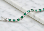 Silver Plated Green CZ Tennis Bracelet