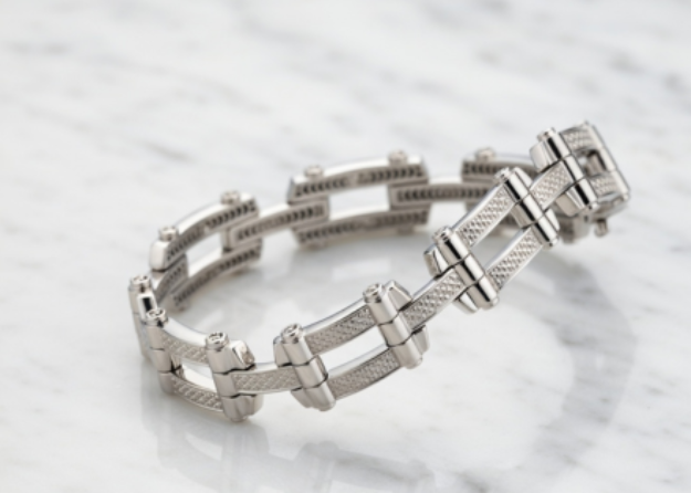 White Gold Plated Mens Bracelet