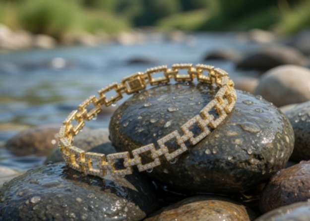 Gold Plated Womens Hip Hop Bracelet