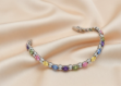 white gold plated multicolored stone tennis bracelet