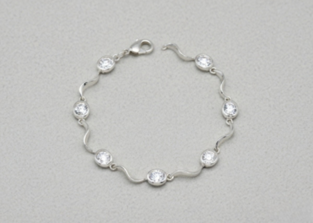 silver plated cz studded tennis bracelet