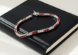 silver plated cz studded ruby tennis bracelet