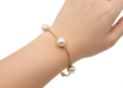 gold plated womens pearl chain bracelet