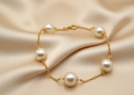 ladies pearl chain bracelet gold