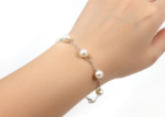 silver plated womens pearl bracelet