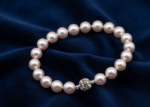 rhodium plated womens pink pearl bracelet