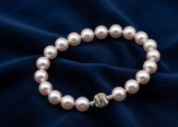 rhodium plated womens pink pearl bracelet