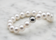 rhodium plated womens pearl bracelet