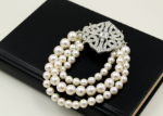 silver pearl cz bracelet women
