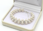 silver plated cz studded womens pearl bracelet