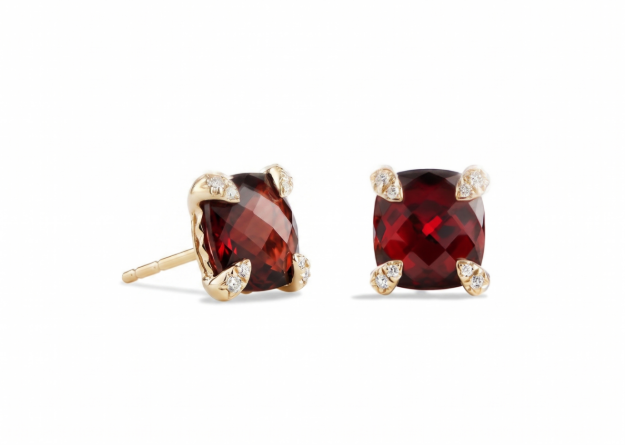 gold plated ruby stud earrings
