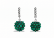 rhodium plated green stone earrings