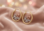 letter earrings gold