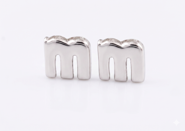 rhodium plated alphabet earrings