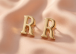 letter earrings gold
