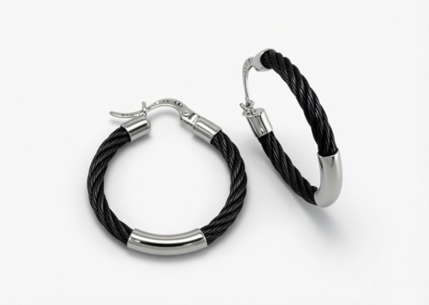 dual tone leather earrings