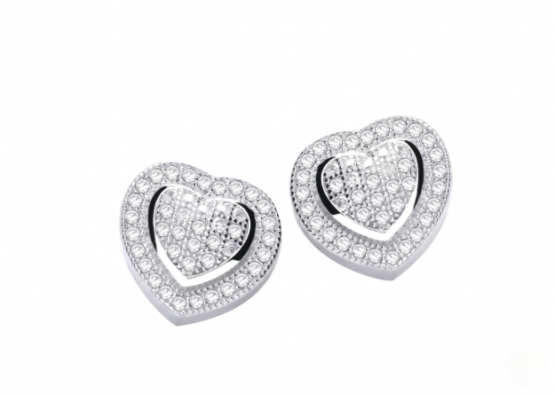 CZ heart stud earrings